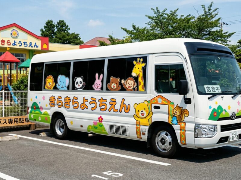 カッティングシート製作事例 幼稚園バスカッティングシート事例